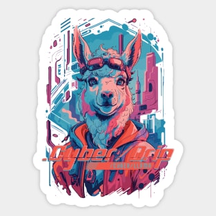 Cyber Llama Colorful Sci-Fi Design Sticker